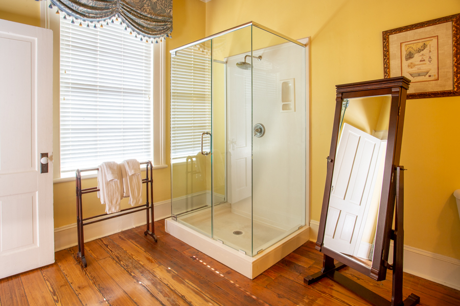 Walk-in Shower in the Casmir Pulaski Room at our Savannah Bed and Breakfast
